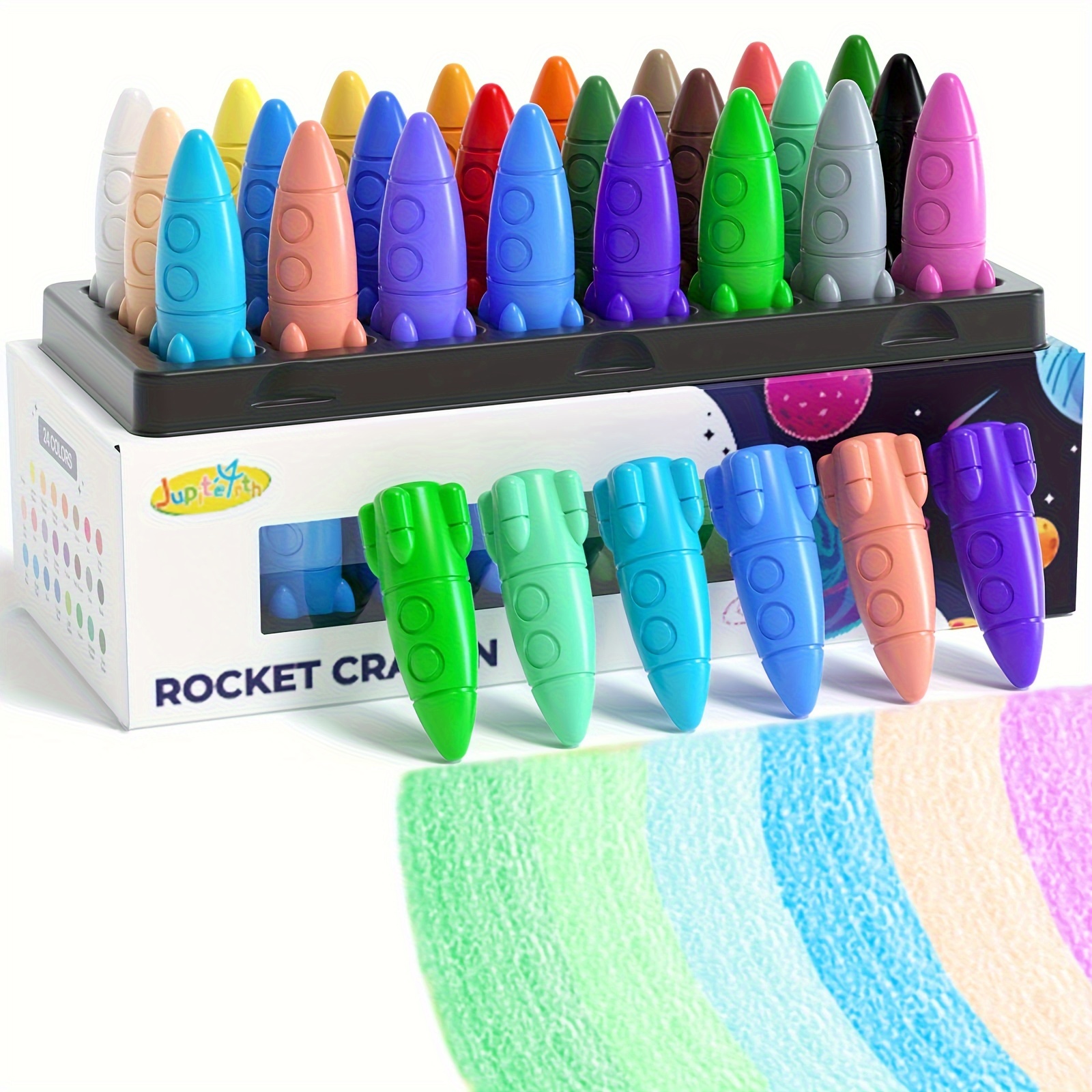 TEMU Rocket Crayons, Non Toxic Washable Crayons, Rocket Crayons With Easy-to-hold For People, Crayons For Art&school Supplies