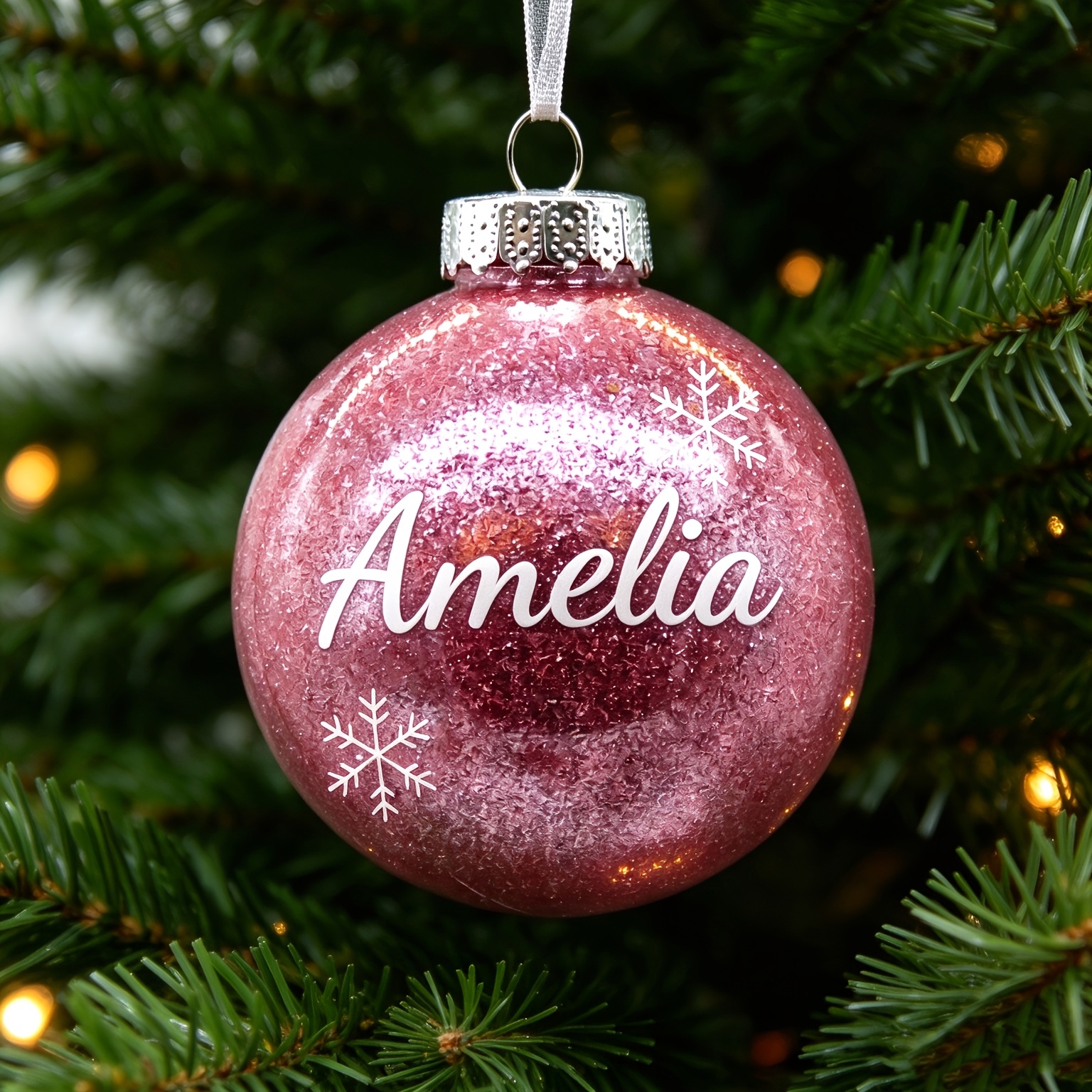 TEMU Custom 2026 Christmas Edition, Custom Name Family Christmas Ornament, Glitter Snowflakes Personalized Engraved Pendant, Creative Christmas Gift