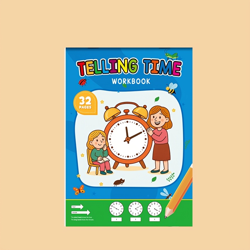 Image of Workbook For Children To Learn How To Time, Suitable For Homeschooling Kindergarten Activities, Including Worksheets For Reading And Math, Perfect For Classroom Teaching And Back-to-school Supplies
