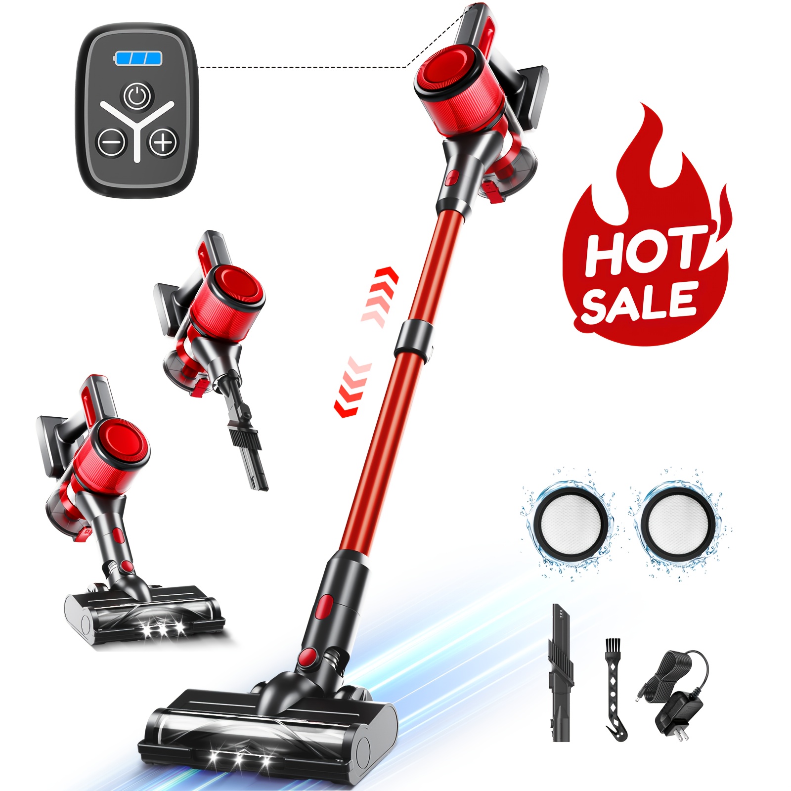 TEMU X8 - 6-in-1 Powerful, Lightweight & Rechargeable With 40min For Hardwood, Carpet & Pet Hair Cleaning