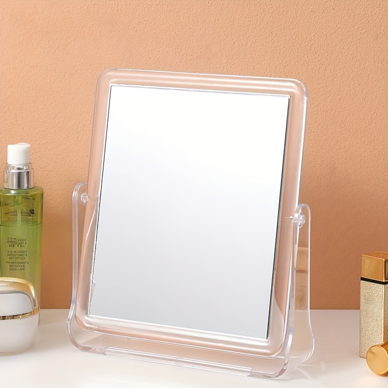 

Clear Acrylic Double-sided Makeup Mirror, Rotatable High-definition Vanity Mirror, Desktop Cosmetic Mirror For Dorm Bedroom, Simple Modern Style Beauty Tool