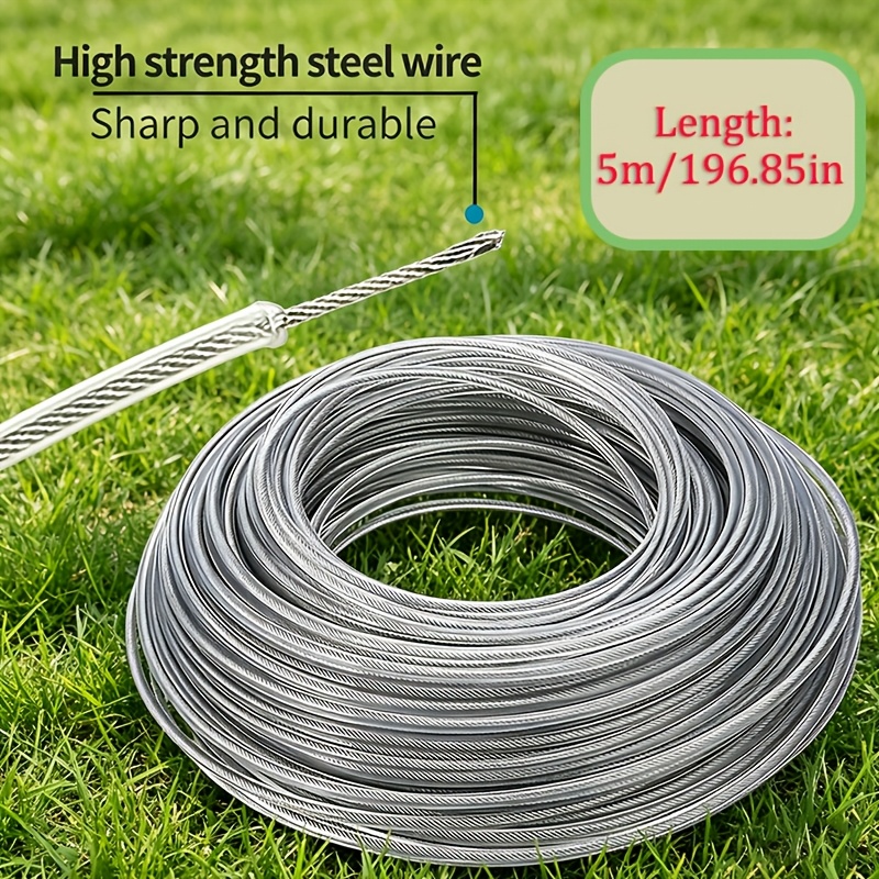 Močna nitka za trimer, dolžina 5M/196.85Inch, premer 2.0Mm/2.4Mm/2.7Mm/3.0Mm, najlonska jeklena nitka za kosilnico za prepleteno travo in plevel