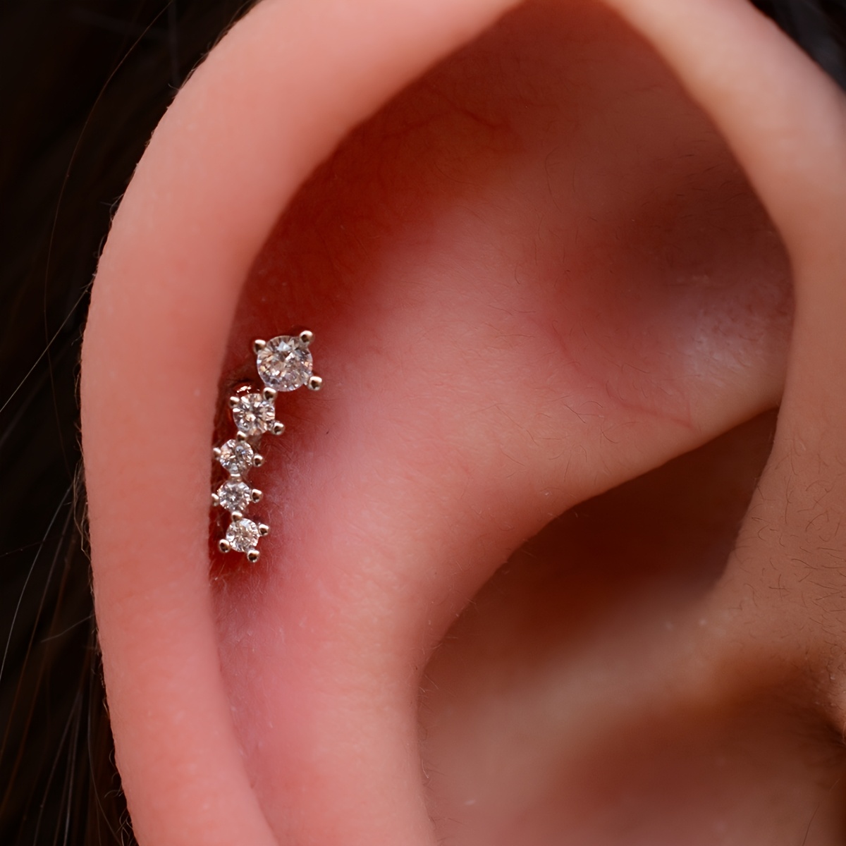 TEMU 2d Flat - 1piece Women 20g Bar Piercing Real 18k Golden Plated Tiny Small Flat Screw Back Studs Earrings Cubic Zirconia Helix Anti Tragus Snug
