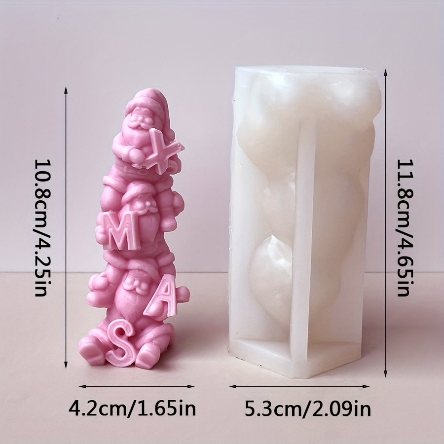 Image of Stacked Santa Claus Silicone Mold For Diy Christmas Decor - Versatile & Durable, Ideal For Epoxy Resin, Scented Candles, Plaster, Cement, Polymer Clay - Festive Home Ornament Crafting