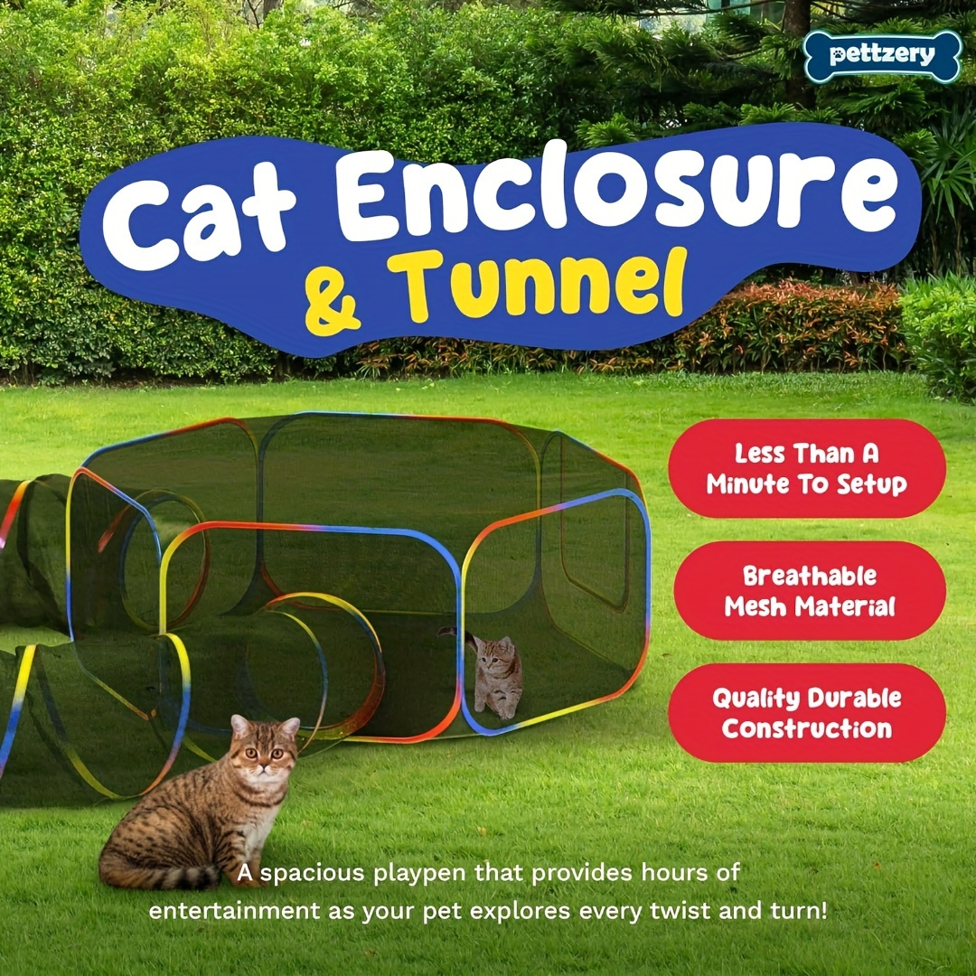 

Cat Tunnel Fully Enclosed Cat Cage, Portable And Foldable Cat Nest Set, Drillable Cat House, Pet Tent