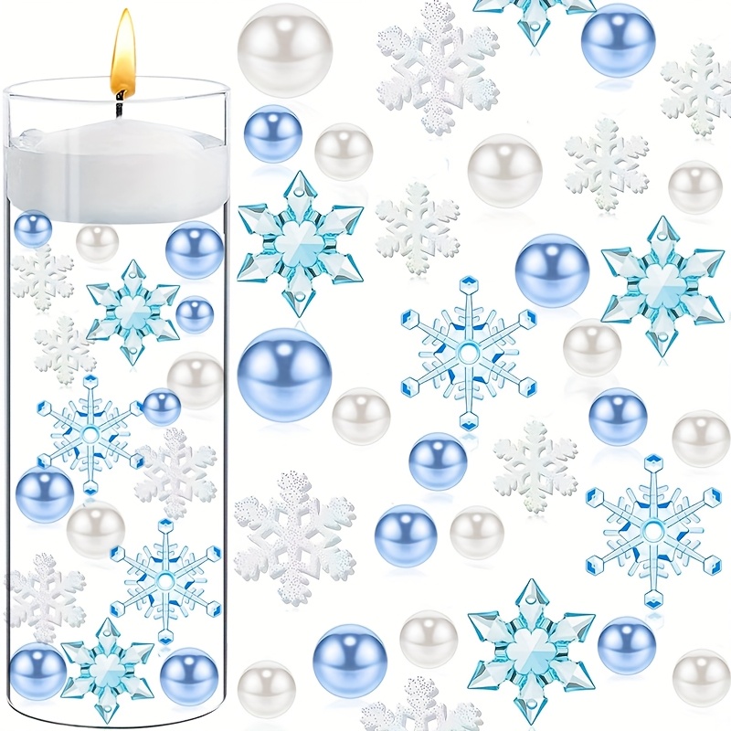 TEMU 111pcs Christmas Vase Filler Pearl Snowflake Decor - Winter Christmas Table Ornaments, Suitable For Home Table Party Decor, Home Decor, Party