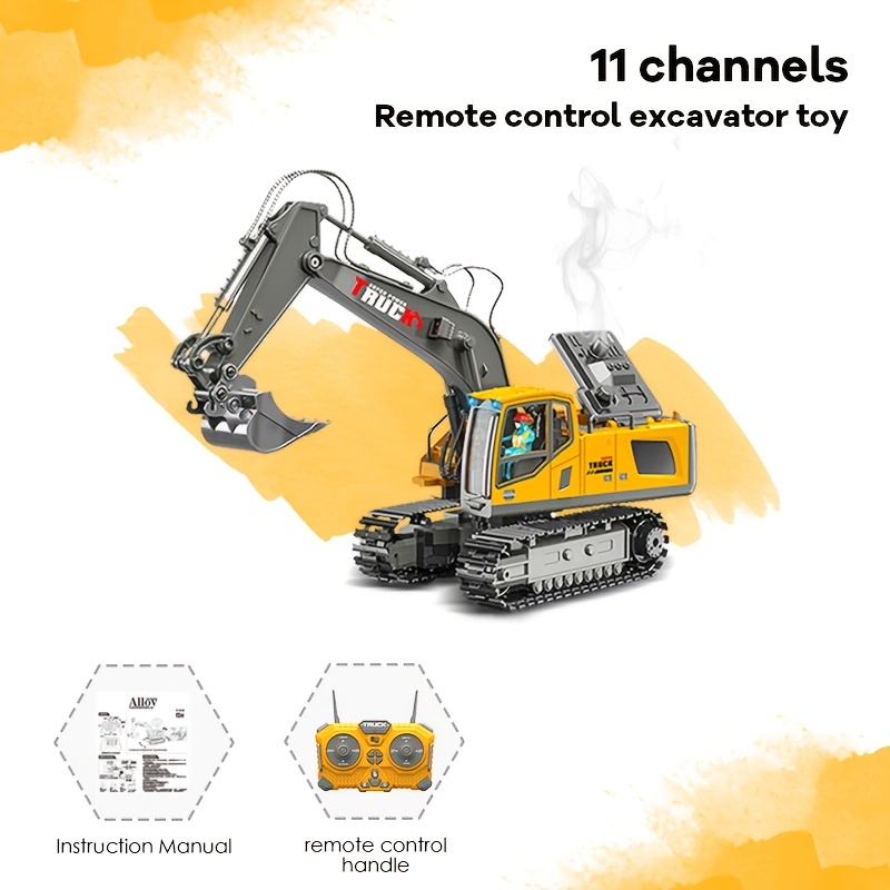 TEMU Mini pelleteuse jouet avec contrôle par application, jouet amusant pour homme, camion de chantier ingénieur 11 canaux en alliage et plastique