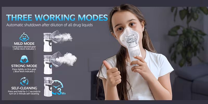 portable mesh nebulizer for adults and kids quiet handheld grade usb rechargeable dual fast mist anti clog self cleaning compact for travel and home use Product details 1