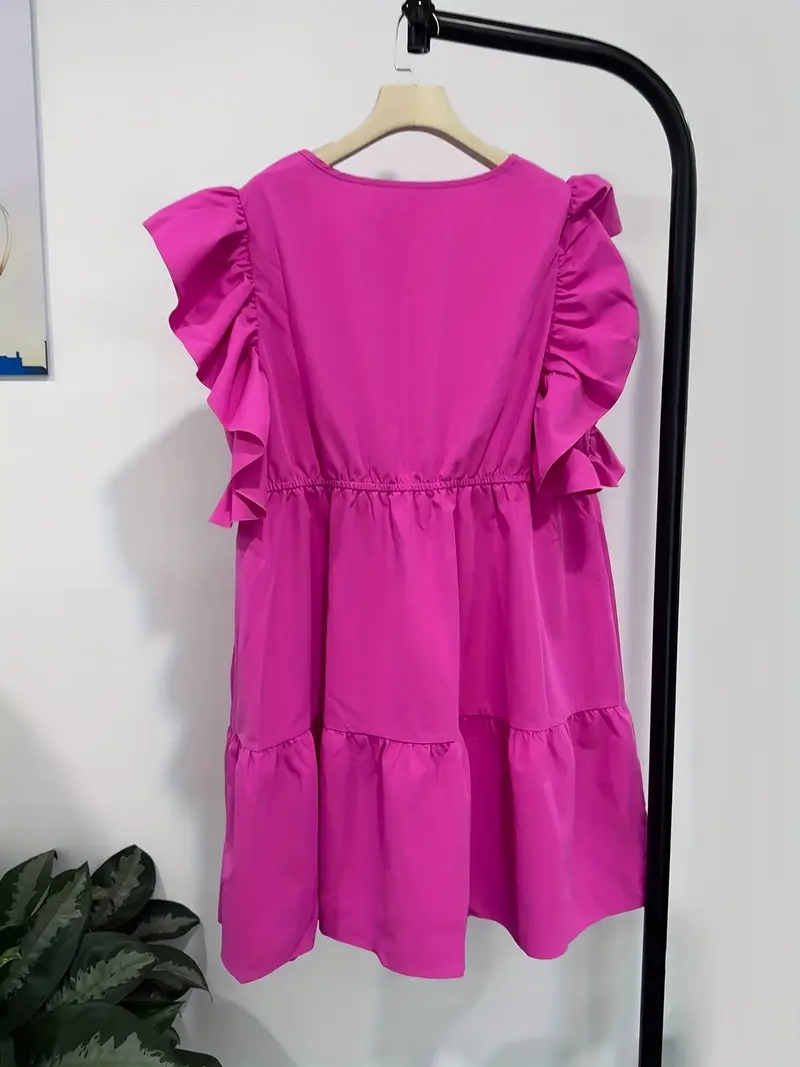 plus size plus size hot pink mini dresses flutter sleeves - Temu Mauritius plus size plus size hot pink mini dresses flutter sleeves - Temu Mauritius