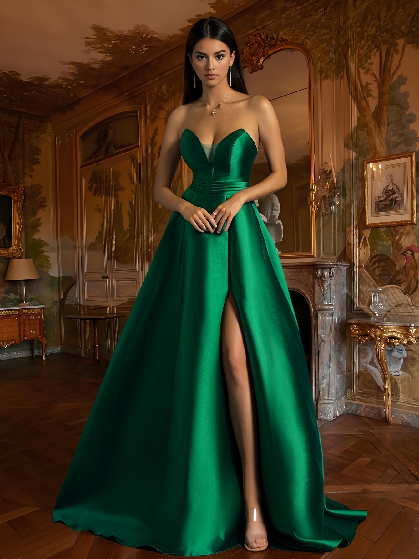 deep v neck strapless dress womens evening dress - Temu Mauritius