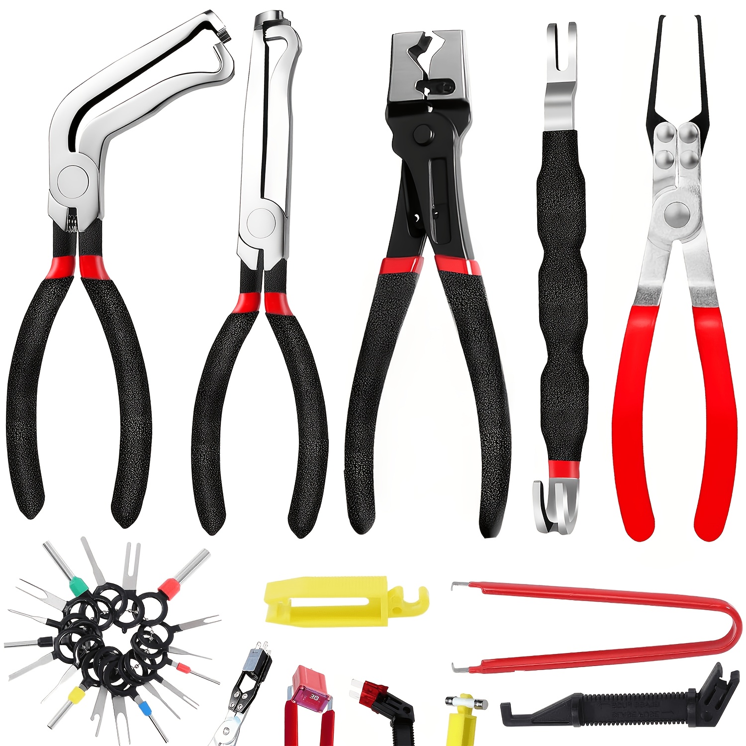 TEMU 9pcs Electrical Disconnect Pliers For Cars, Carbon Steel Electrical Connector Removal Tool Automotive Electrical Plug Connector Disconnect Tool