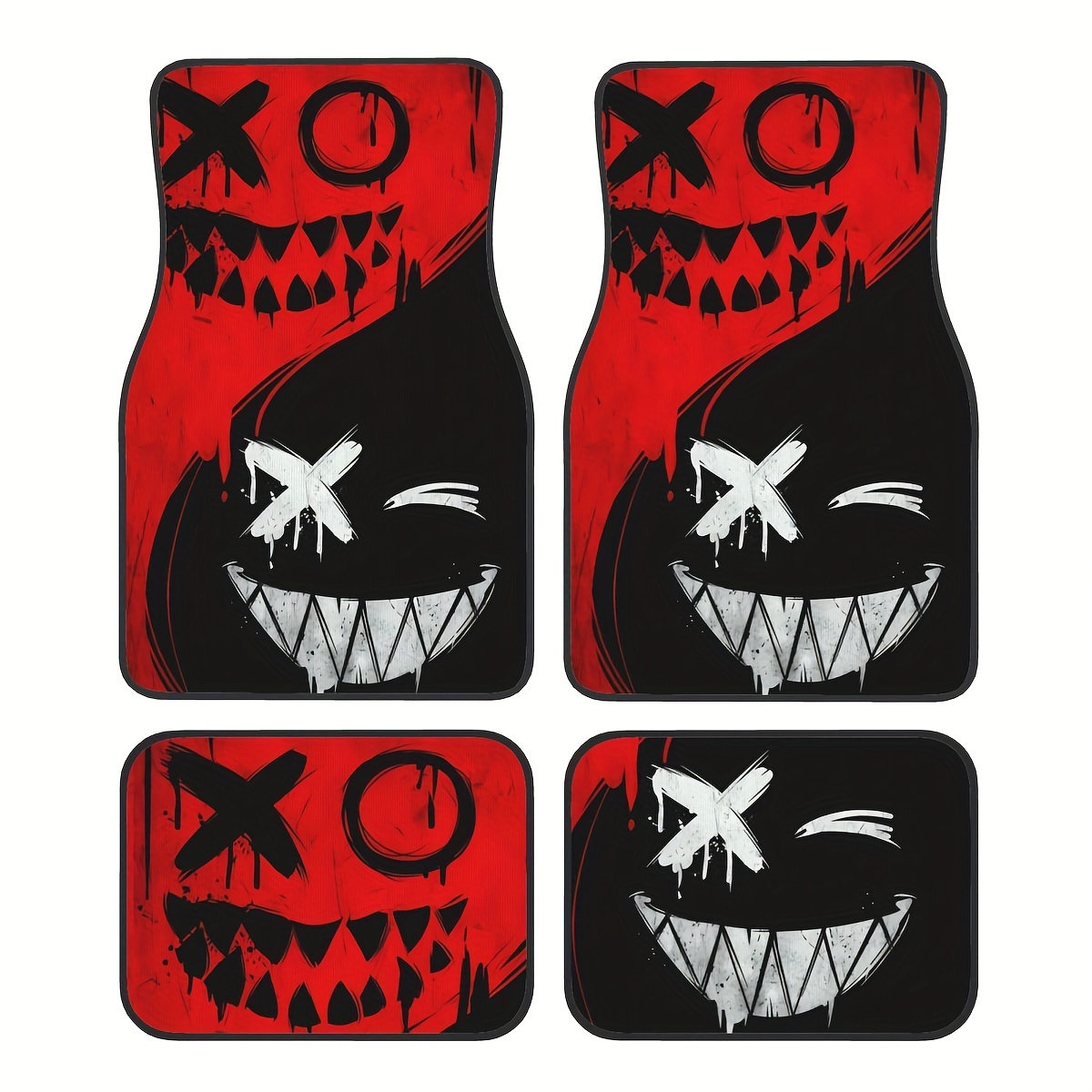 

4pcs Anime Halloween Car Floor Mats Set - , Non-slip & Easy To Clean - Vehicles, Horror Car Accessories