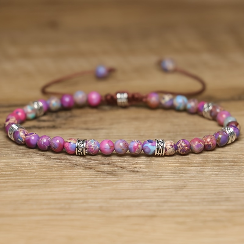 

1 Pc Natural Purple Beads Design Bracelet Bohemian Elegant Style Exquisite Female Hand Decor