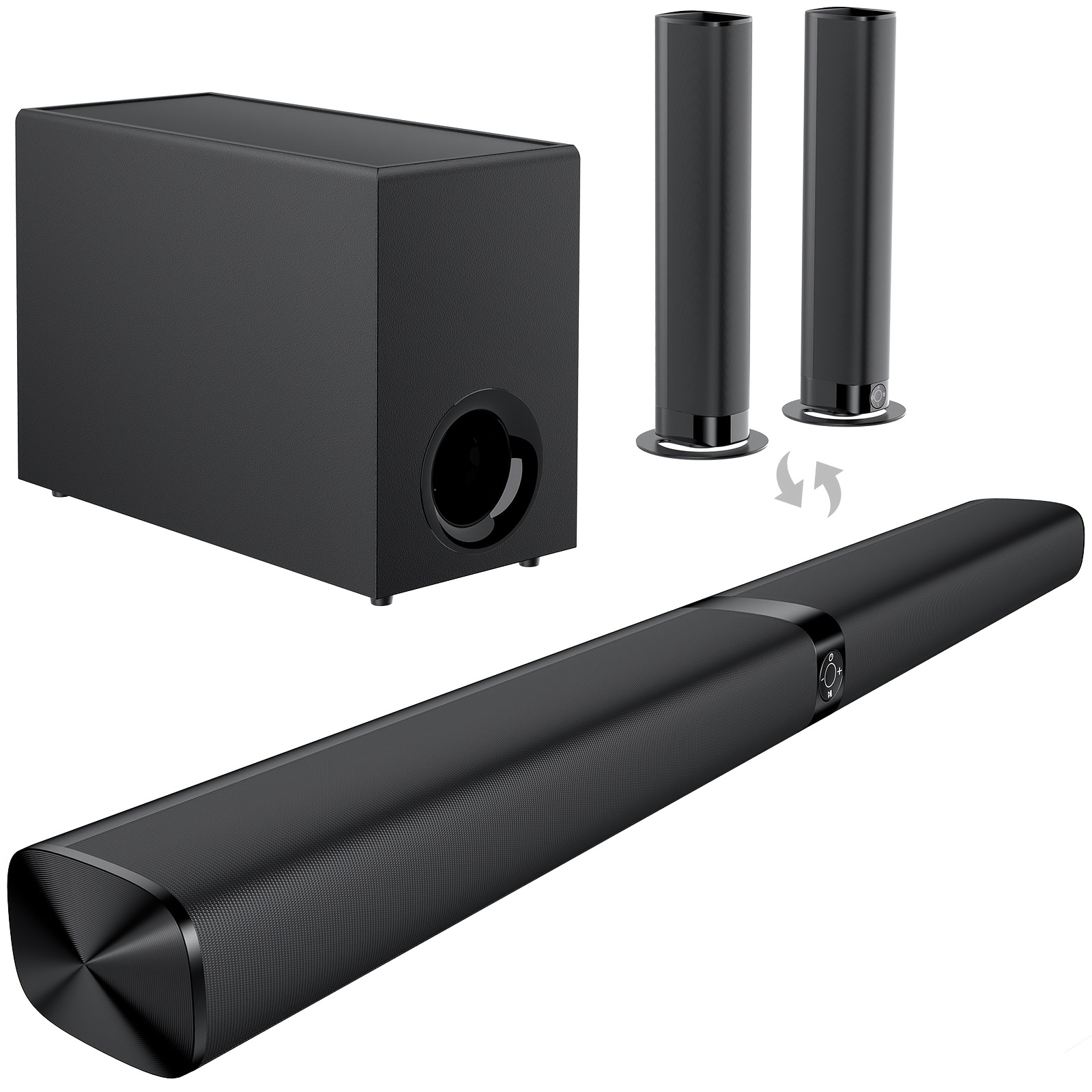 TEMU Barres de son pour TV, Barre de son Smart TV, Haut-parleur fil, Barre de son filaire et fil, Connexion ARC/Optique/AUX, Barres de son séparables