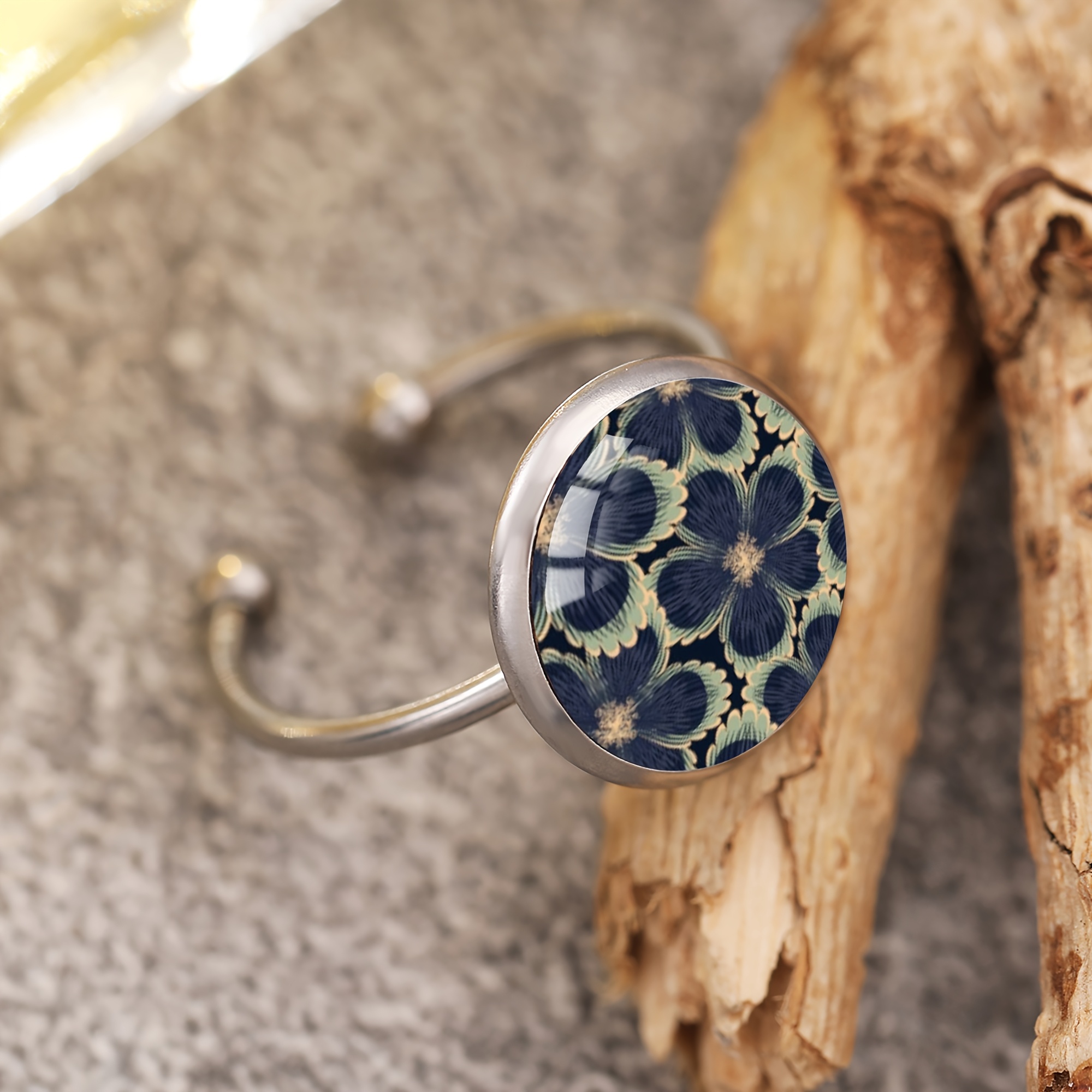 1pc Elegant Floral Pattern Steel Ring, Vintage Exquisite Style Literary Court Retro Style Men's And Women', Holiday And Party Wear Jewelry Christmas Gift Birthday Gift Valentine's Day Gift