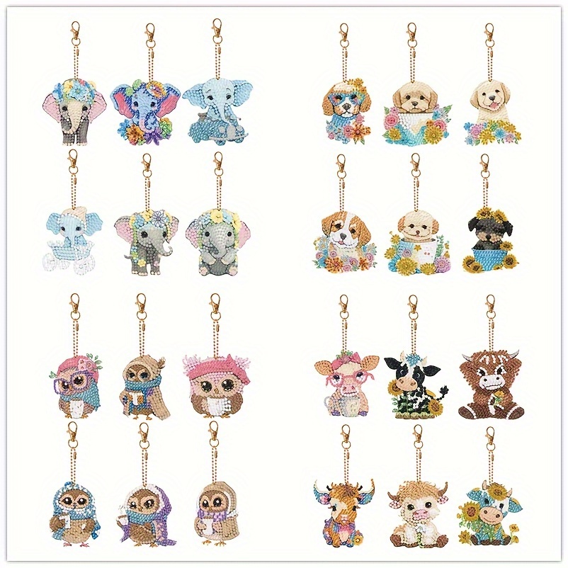 

A Set Of 24 Pieces Diamond Painting Keychains Animal Diamond Art Ornaments Double Side Diamond Key Rings Diy 5d Art Pedants For Beginners Birthday Crafting Home Party Decor