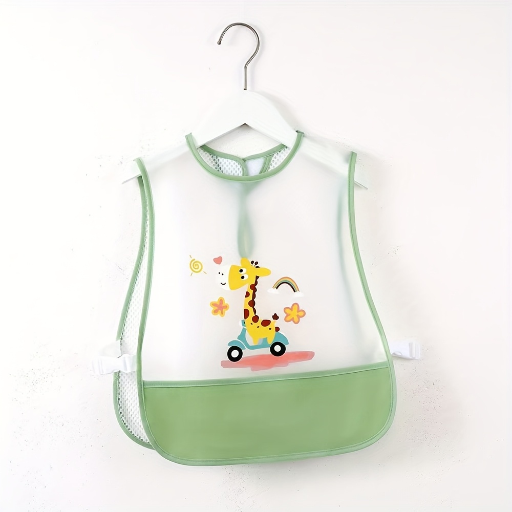Image of Feeding Bib With Extra Large Catch Pocket - Avoid Getting Clothes Dirty, Adjustable Toddler Protector, Reusable Long Suspenders Bib For Preschool Kids, Cover With Easy-, 1-4 Years
