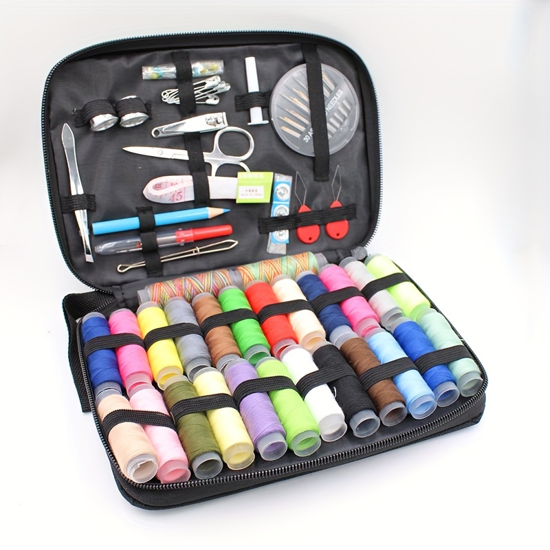 

Multi-functional Black Sewing Kit - 54/115 Pieces With 24 Assorted Color Threads, Perfect For Emergency Repairs & Travel Convenience