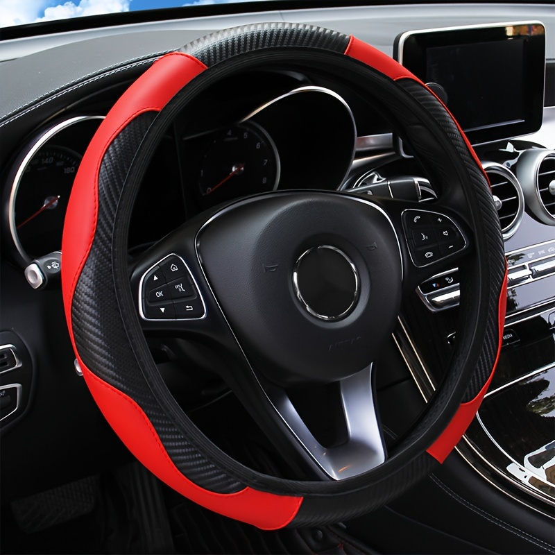 

Premium Carbon Fiber & Pu Leather Steering Wheel Cover - Durable, Non-slip Grip, Comfortable - Multiple Colors Available