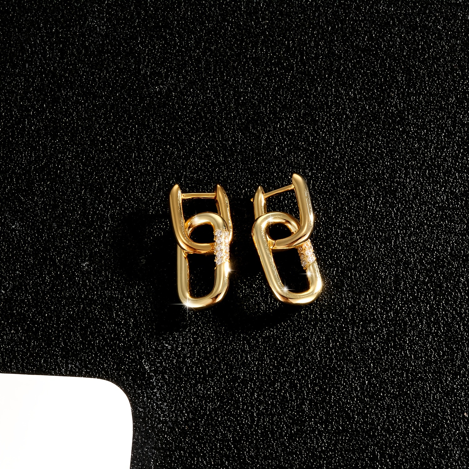 Geometric Double Ring Lock Earrings in S925 Pure Silver
