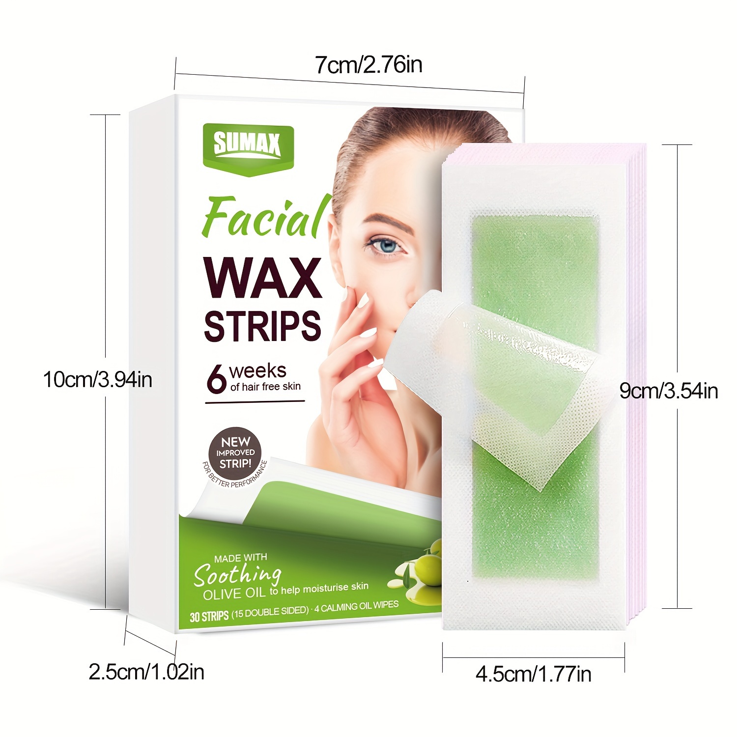 30 Strips Facial Hair Removal Wax Paper For Beard Eyebrows Bikini Line And Other Areas Including 4 Pieces Of Wax Removal Wipes