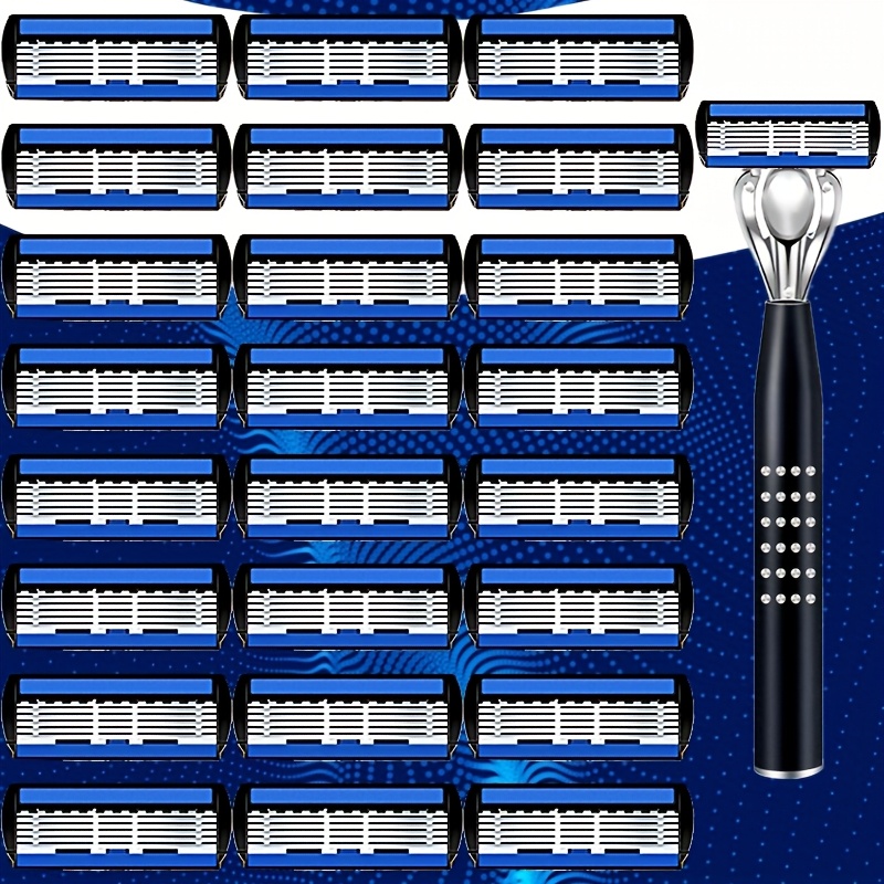 New Imported 6-layer Men's Razor With 24-30 , Manual Razor, Shaving And Heads, Hair Removal Razor, Essential For Travel, Suitable For Wet And Dry Use