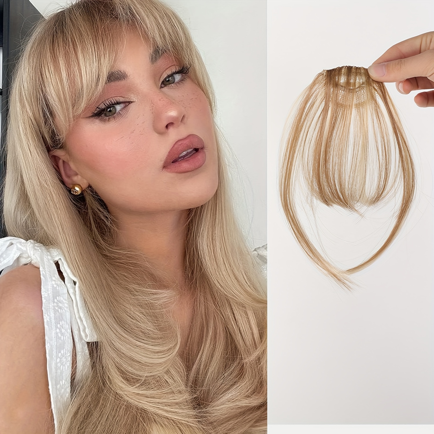 womens straight synthetic clip in hair bangs extension natural looking air fringe hairpiece invisible clip hair   7 5g basics style details 8