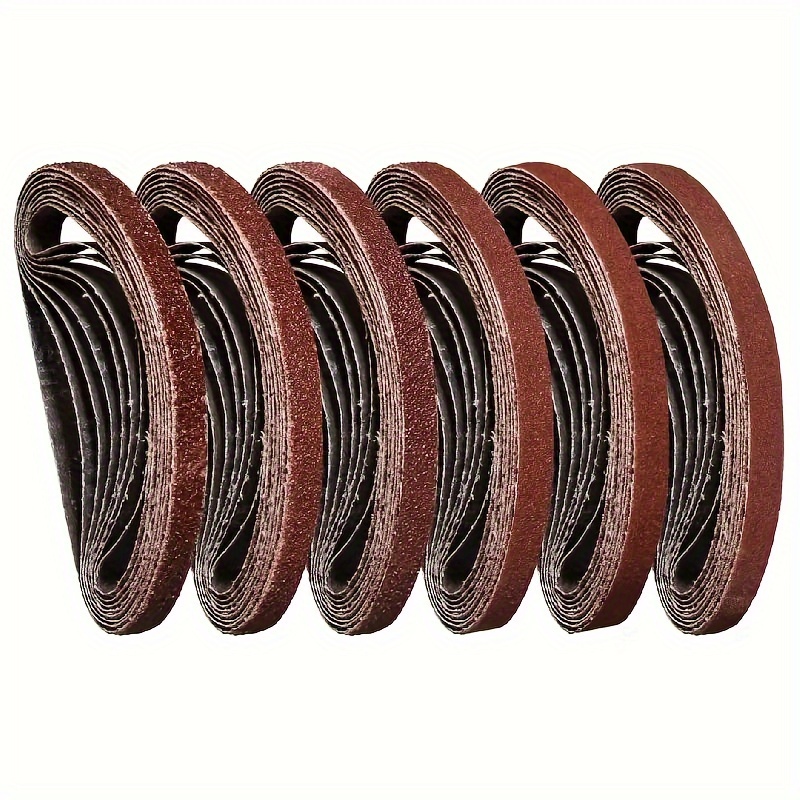 

30pcs Aluminum Oxide Sanding Belts, 3/8x13 Inch (10x330mm), Assorted 60/80/120/180/240/600, Paper Base, Strong Joint, , For Woodworking And Surface Finishing