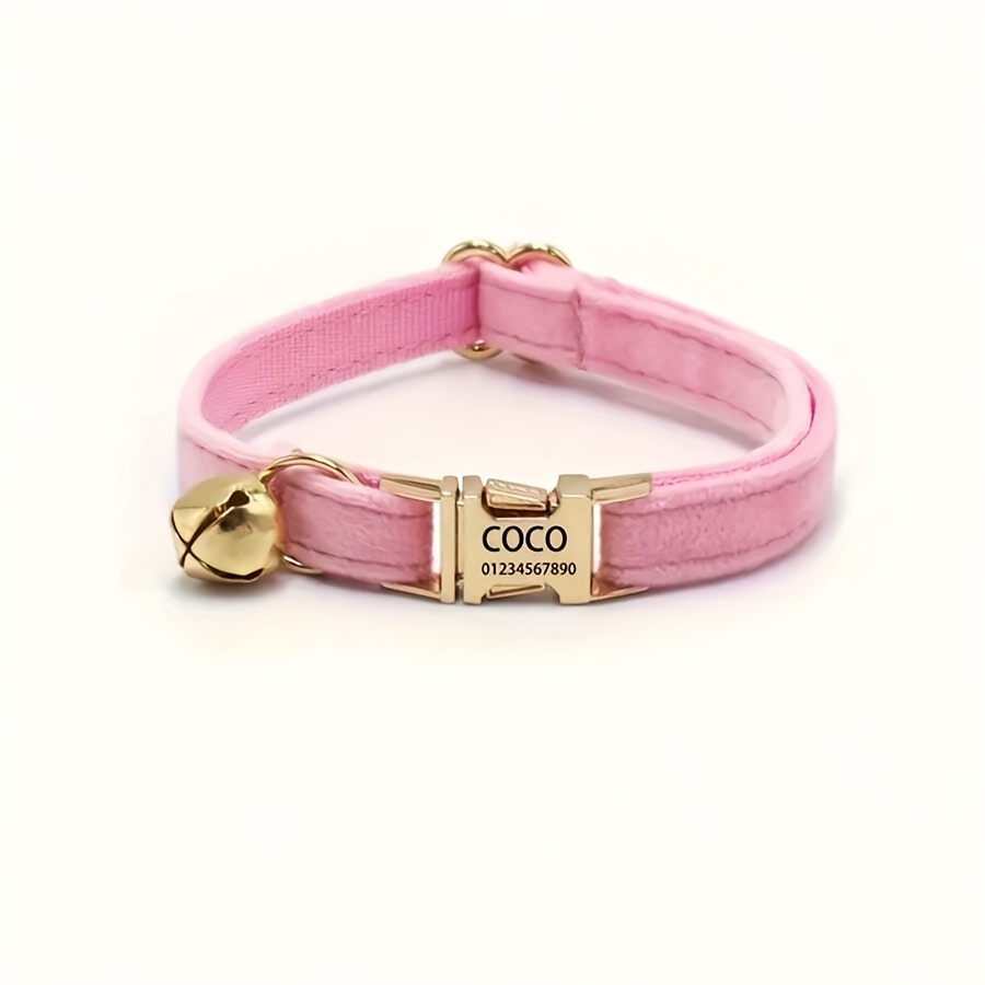 TEMU Custom Collar Personalized Collar Laser Engraved Text White Pink Optional Niche Design Pendant