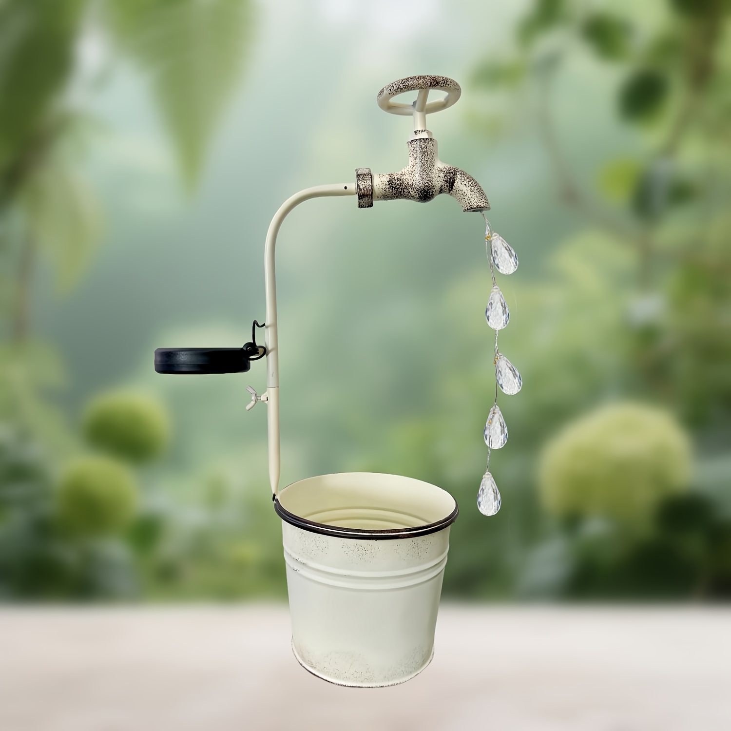 Image of Solar Water Faucet Bucket Lights Outdoor Garden Decor, Vintage Decorations With Led Light For Yard Lawn Patio Pathway, Gifts For Women Mom Grandma