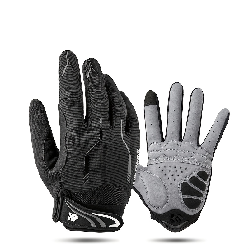 E-shop GEL Pad Fahrradhandschuhe mit voller Fingerdecke für Herbst und Winter, Touchscreen-Fahrradhandschuhe für Damen und Herren, lange Finger, 4