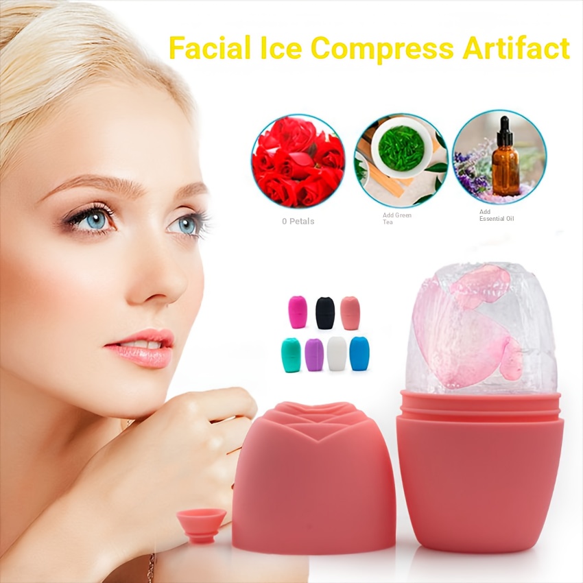 masajeador facial, bandeja de hielo para compresas frías, rodillo de hielo para aliviar la hinchazón facial y  , mejora el   de la piel y  , molde de cubitos de hielo reutilizable y   5