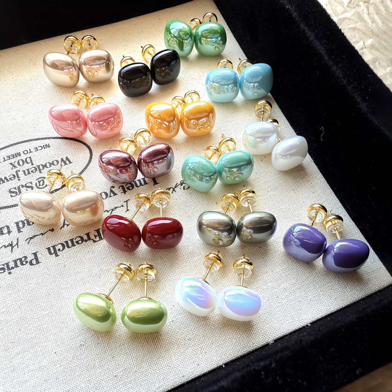 TEMU 15 Pairs Zhilin Zl Vintage Beaded Earrings - Multicolor Square Beads Suitable For Daily Wear, Weddings, Parties, Gift Jewelry With Gray/ &
