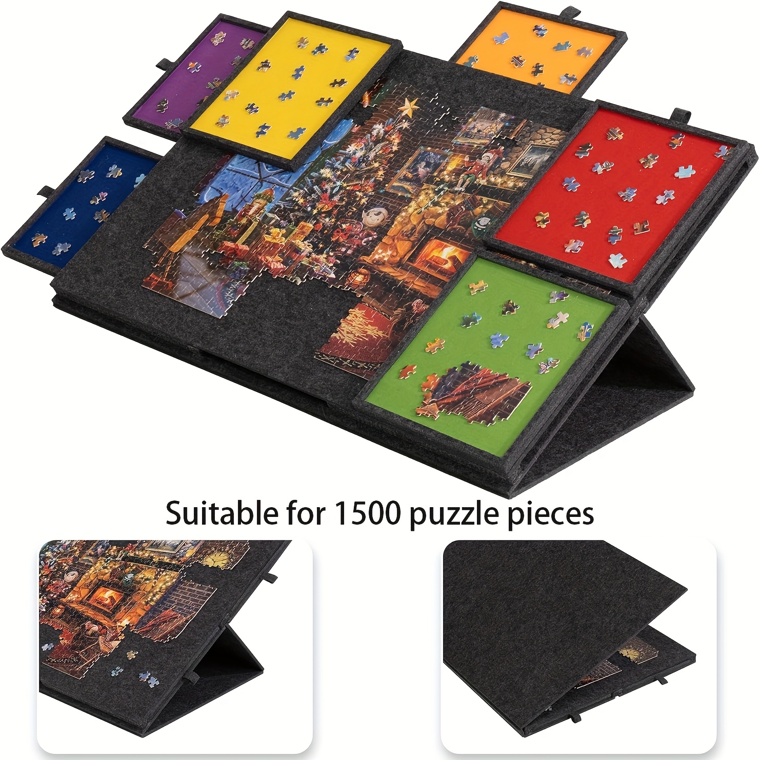 TEMU 1pc 1500pcs Board With Drawer, Large Size Felt Table Portable 6 Drawers Classification Storage Board, Suitable For Family Games