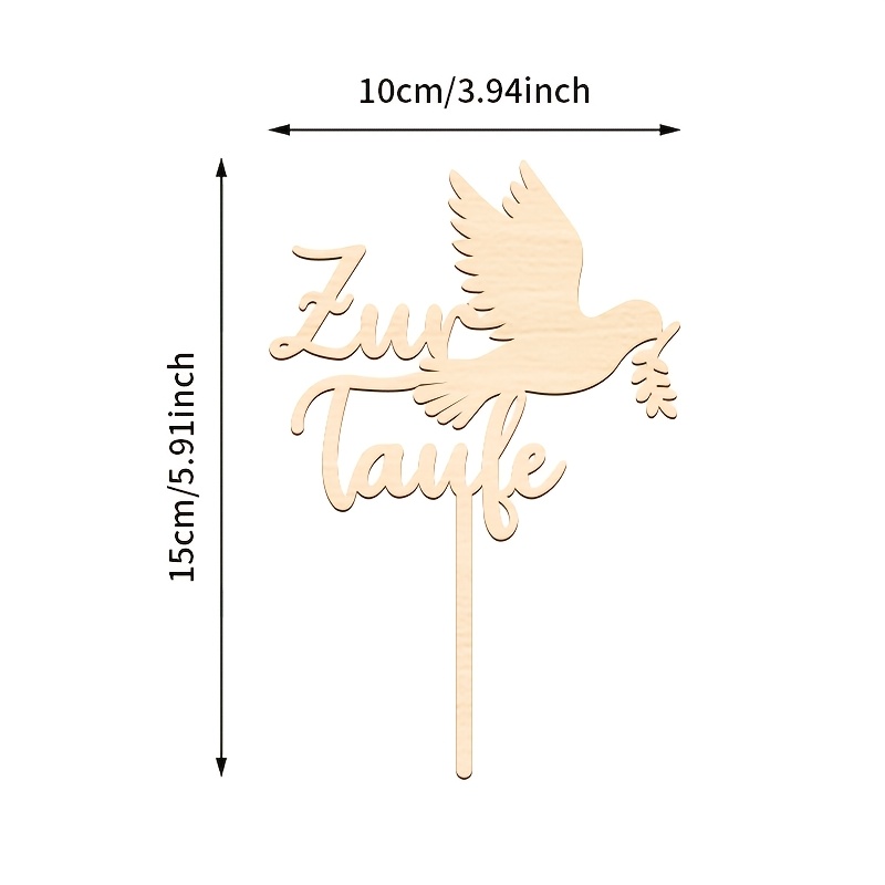 Image of 1pc Baptism Cake Decorating Supplies Wooden Cake Topper Baptism Cake Decoration For First Holy Communion, Confirmation Baptism Party Decoration Party Supplies