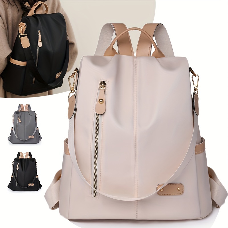 

1 Pcs Nylon Travel Backpack For Women, Fashion Pure Anti-theft Casual Shoulder Bag Satchel Bag Purse For Travel Weekend