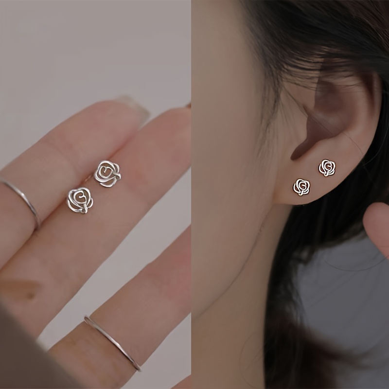 

Elegant Stud Earrings - Chic & Cute Alloy With 925 Silvery Posts, Casual Attire Or Gifting