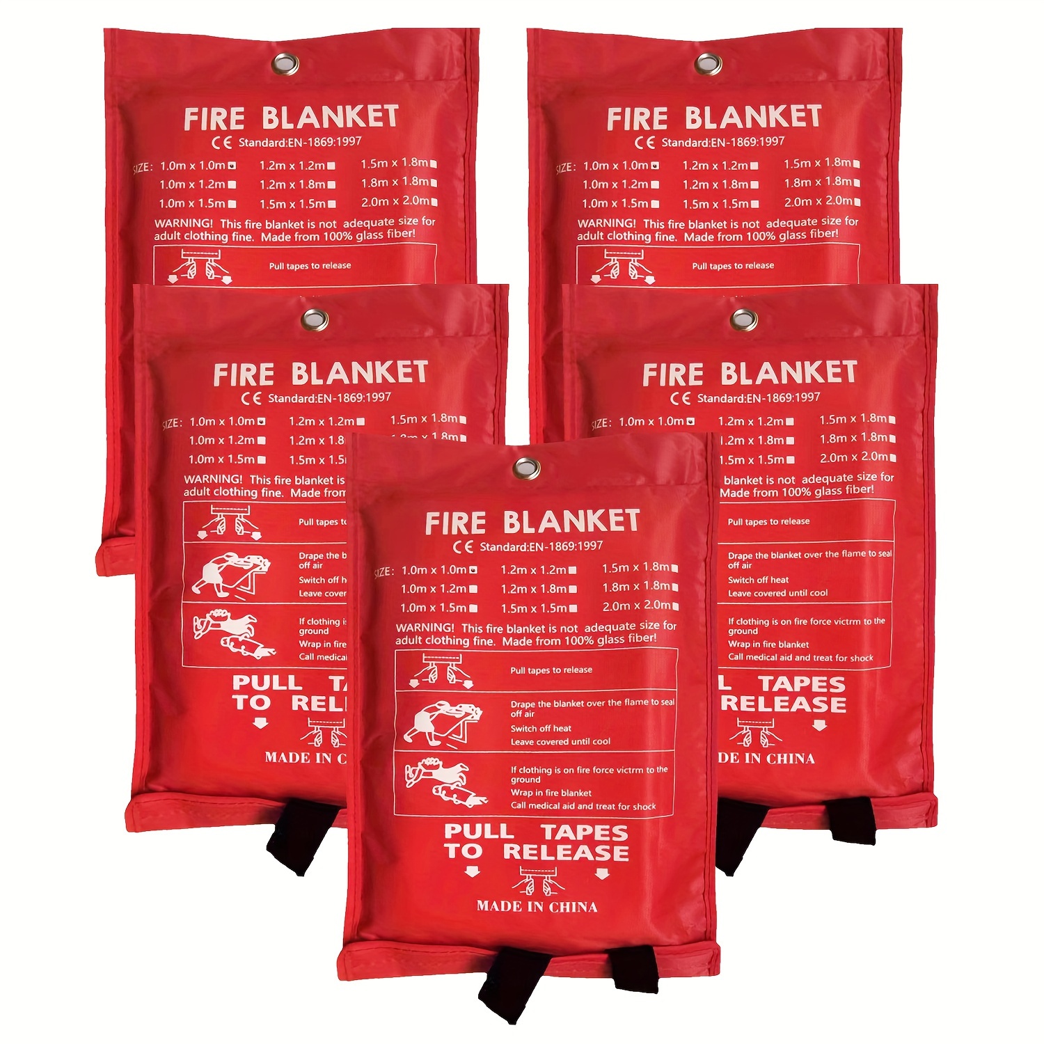 

5pcs Emergency Fire Blanket, Fire Extinguishing Blanket, Fireproof Blanket, Flame Retardant Blanket, Fireproof Safety Blanket For Home, Kitchen, School, Bbq, Car, Office, Warehouse