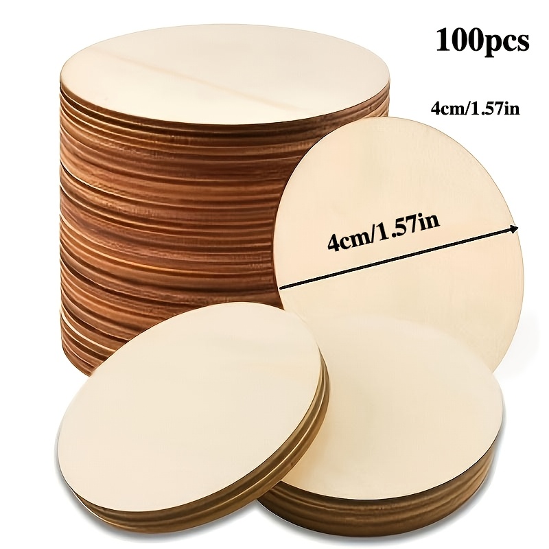 TEMU 100 pezzi Spessori di Legno Rotondi da 4 cm per Pittura Fai da Te, per Decorazioni per la Casa e Pittura per Feste Natalizie