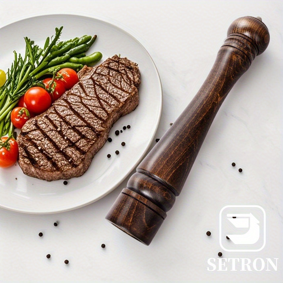 TEMU Vintage Elegant Log Pepper Grinder, Ceramic Grinding Core, Coarse And Fine Adjustable, Essentials, Restaurant , Giftable