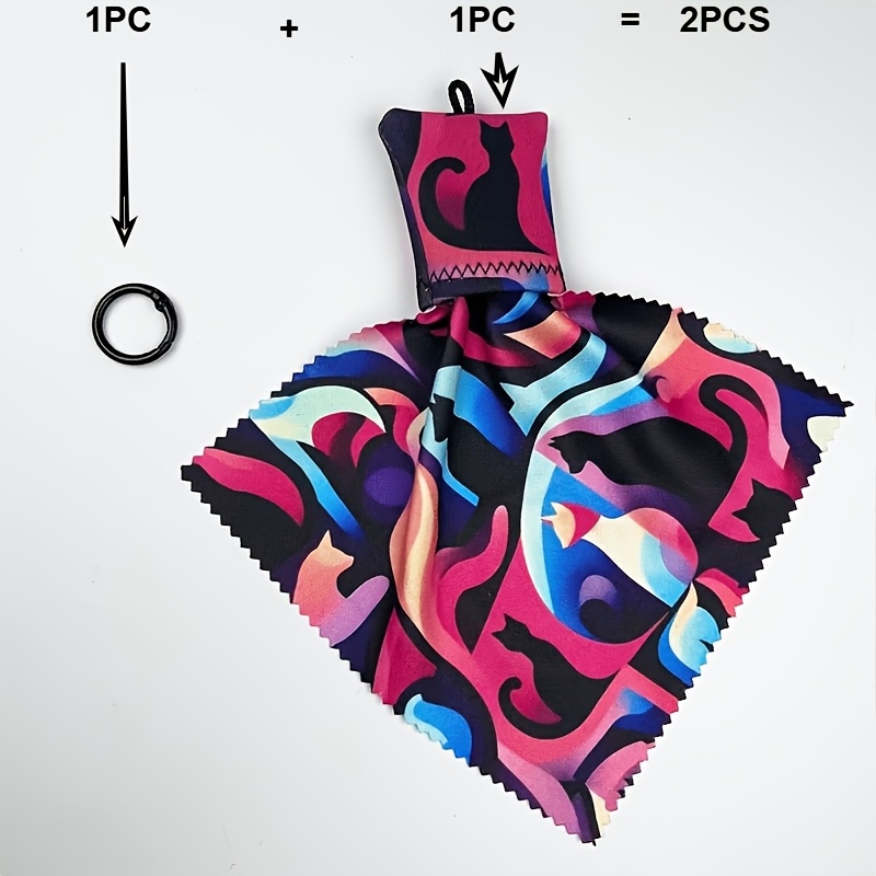 TEMU Portachiavi a forma astratto con per occhiali, per la pulizia degli occhiali pieghevole e portatile, pu簷 usato come ciondolo , design stampato