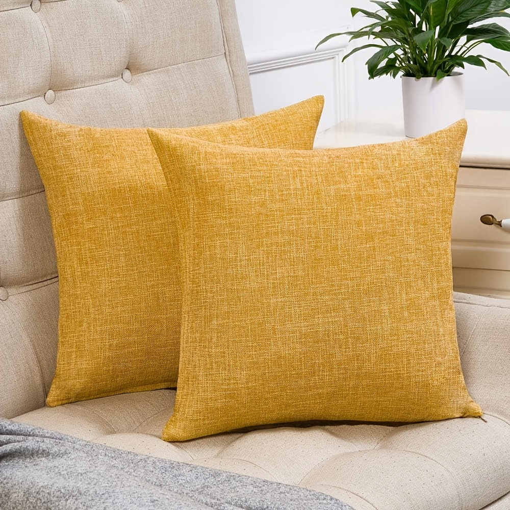 TEMU Ji't2 Set Mustard Yellow Pillowcase 45x 45cm Countryside Decorative Square Pillow Pillowcase Suitable For Sofa Decoration