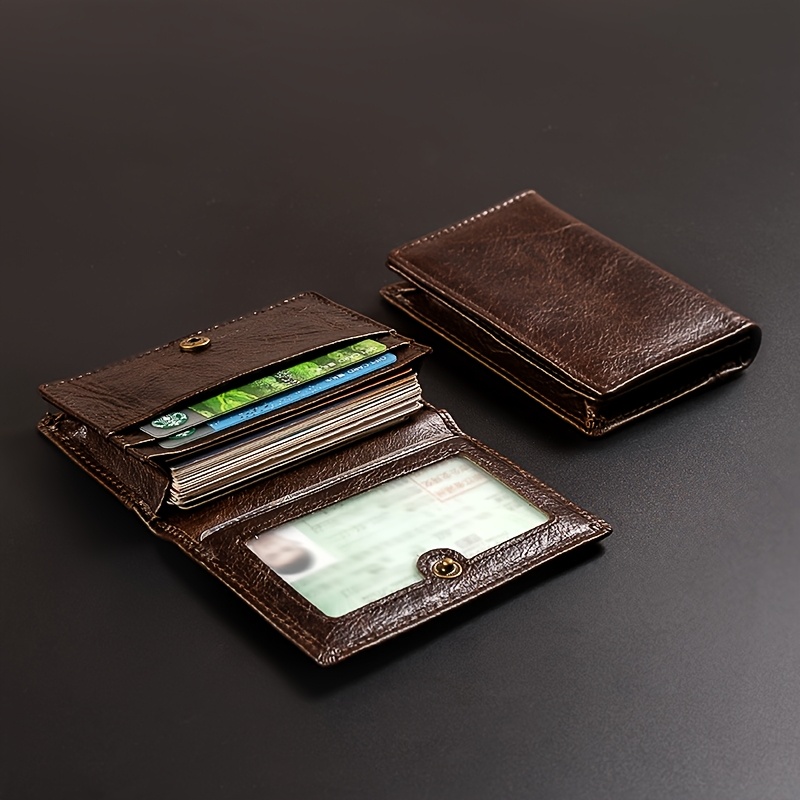 TEMU Genuine Leather Cowhide Card Holder Rfid Blocking Purse Men And Women Credit Card Wallet Slim Business Id Vip Cards Bags