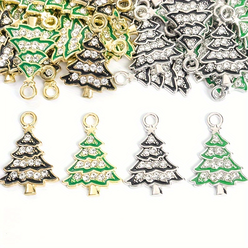 

10- Enamel Christmas Tree Pendants Accents, Jewelry For Necklaces, Bracelets, , Keychains, Diy Crafts, Zinc Alloy, For And