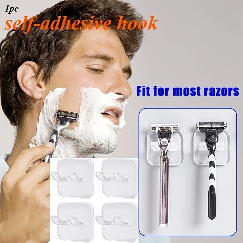 2026 New Shower Shaver Holder, (1pc) Self-adhesive Shaver Hook, Suitable For Wall, Detachable And Reusable Loofah Hook Holder Towel Accessory For Bathroom