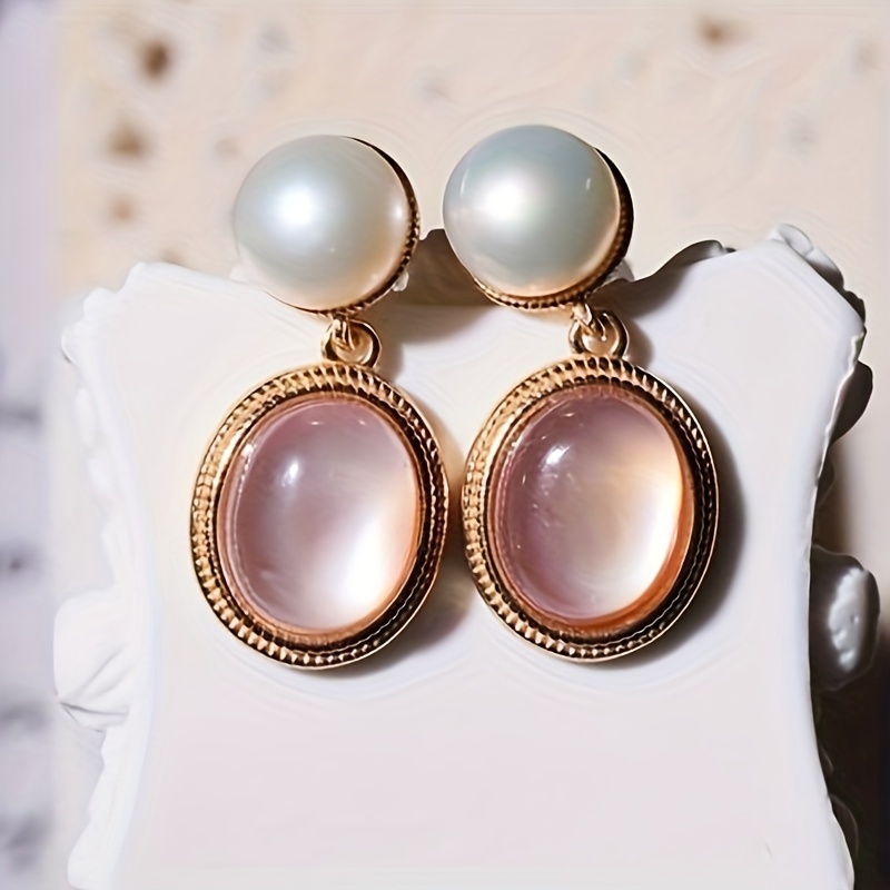 

18k Gold-plated Oval Earrings Aaa+high-quality Freshwater Pearl Earrings