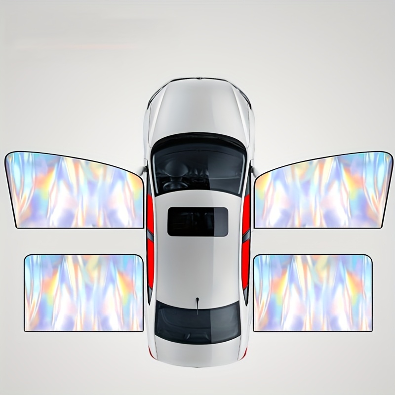 Image of 2pcs/4pcs New Iridescent Magnetic Car Sunshades, Non-transparent Reflective Sun Visors, Shading Side Curtains For Cars