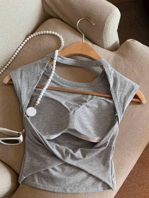 womens summer solid color backless versatile s tank top