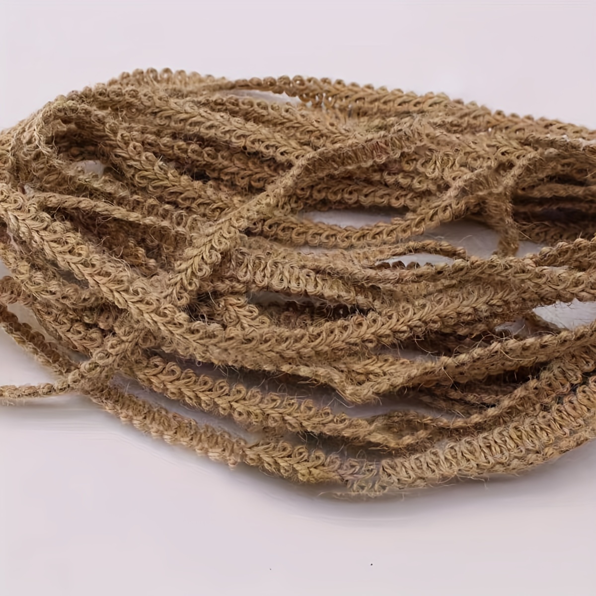 Image of 1 Roll 10m X 1.3cm Wide Natural Jute Rope Lace Trim - Dual-tone Braided Hessian Cord For Diy Crafts, Storage Baskets, And Creative Vintage Projects