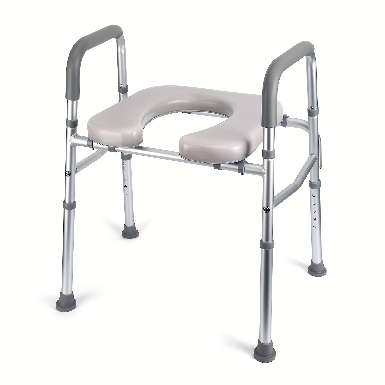 TEMU Sedile WC Regolabile con Schienale, Maniglie e Portarotolo, Copriwater Rialzato per Anziani e Disabili, Fino a 500lbs, per Anziani e Persone con